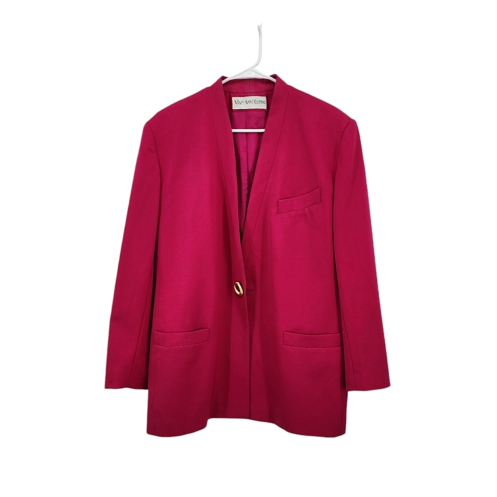Mary Ann Restivo Vintage Women's 100% Pure Wool Lined Blazer Suit Jacket - 14